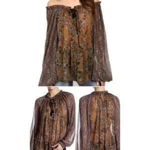 Brown and Black Free People Blouse